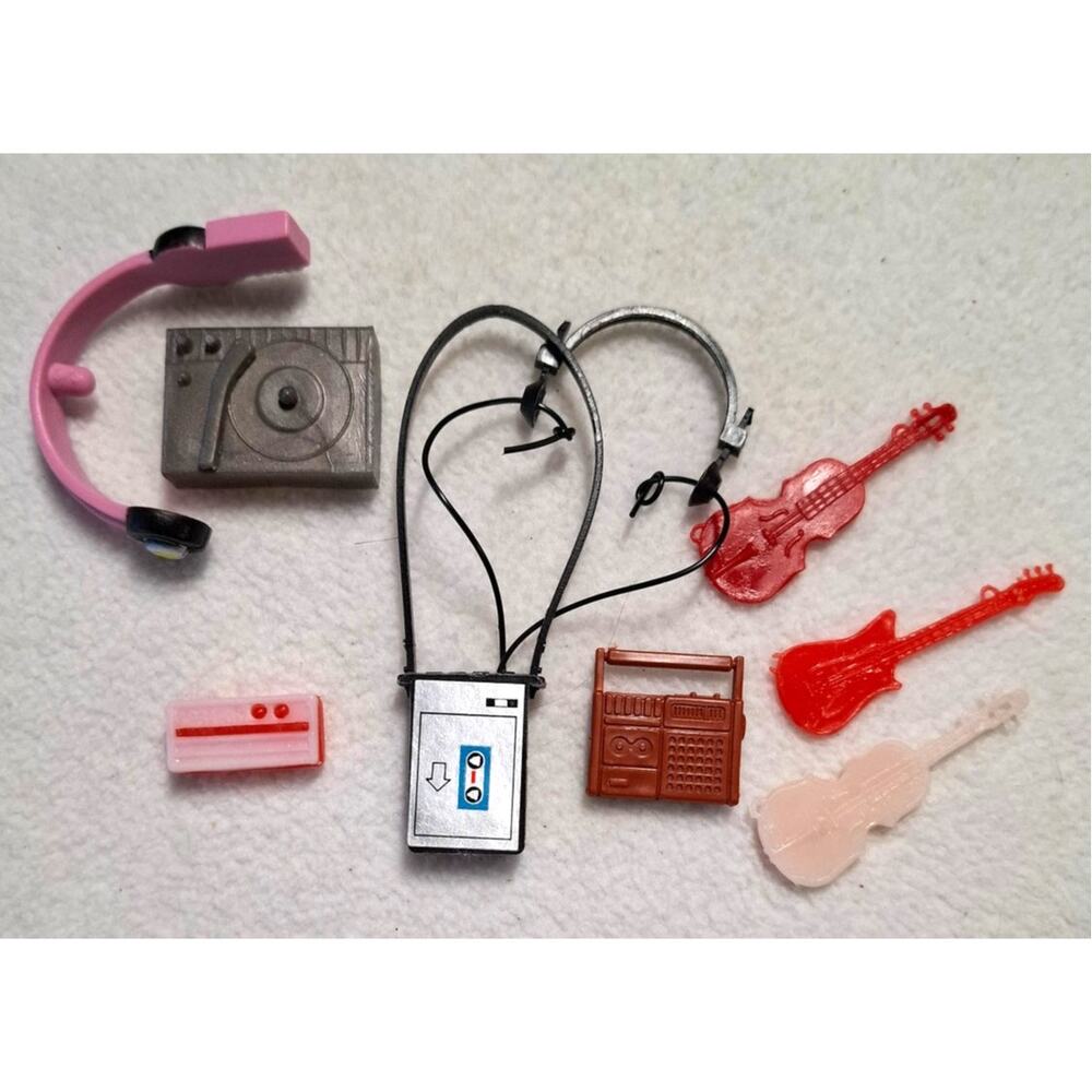 Vtg Barbie Music Accessories Record Player Radio Guitar Walkman Headset